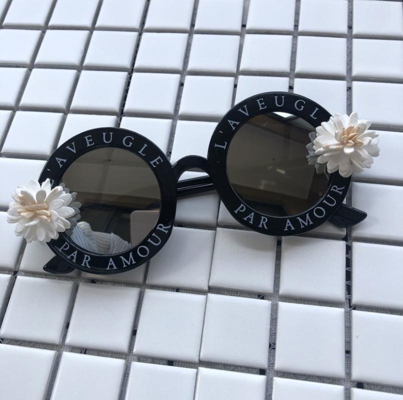 

ZAOLIHU 6 Colors Design Women Sunglasses Pink Mirror Lens Lady Eyewear Handmade Flower Round Shades Cute Letter Small Eyeglass