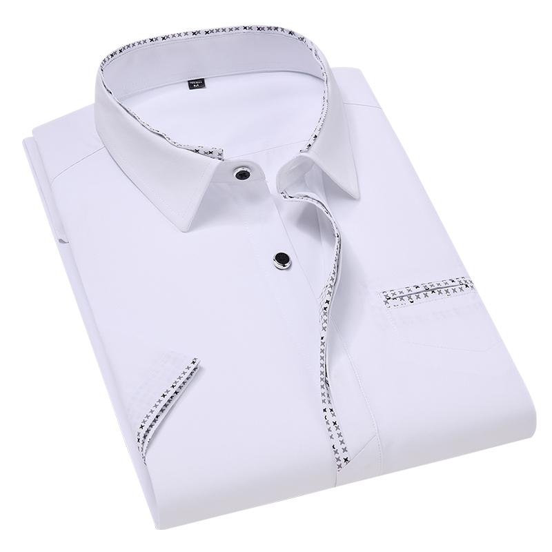 

Summer Fashion Mens Short Sleeve Casual Shirt Solid Regular Fit Button Down Cotton Shirts For Men 4XL 5XL, Cobalt blue