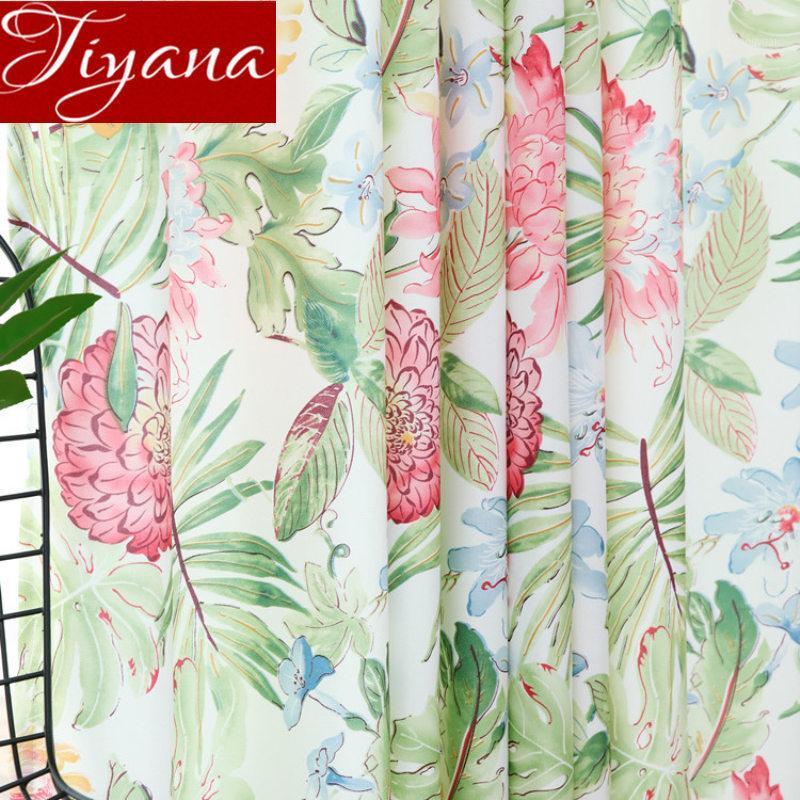 

Green Leaves Curtain Window Bedroom Floral Print Voile Blue Shade Drape Custom Made Kitchen Sheer Panel Curtain X618#301, Blue tulle