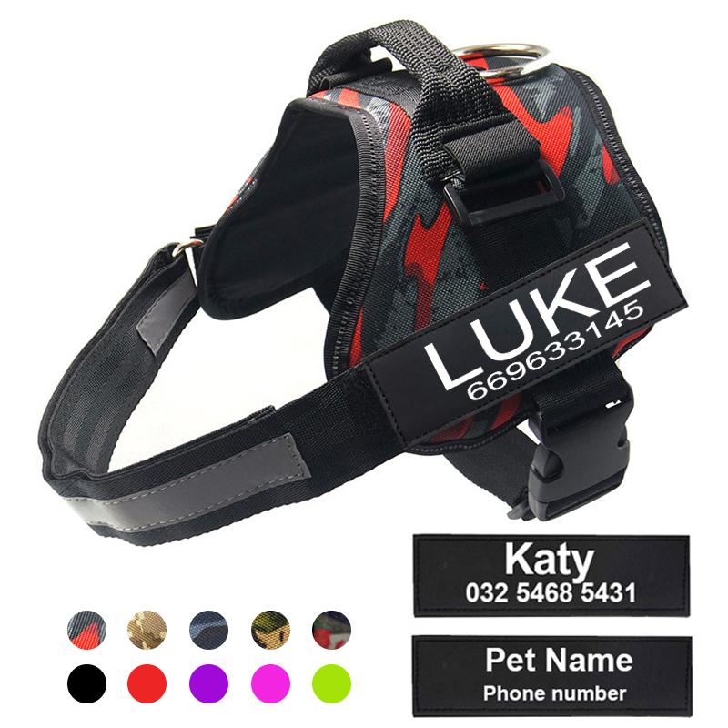 

Dog Harness NO PULL Reflective Adjustable Personalized Pet Harness For Dog Vest Custom Id Tags Patch Outdoor Walking Supplie