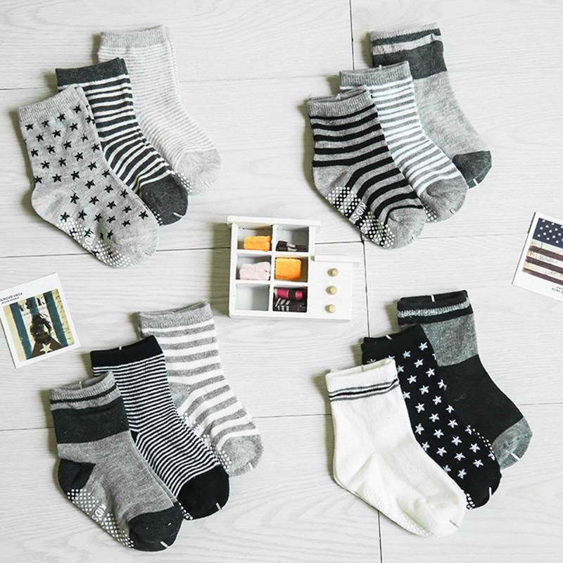 

Children Socks 12 Pairs Striped Star Soft Non Slip Dots Grip Breathable Spring Autumn Baby Boys Girls Toddler Socks, Multi