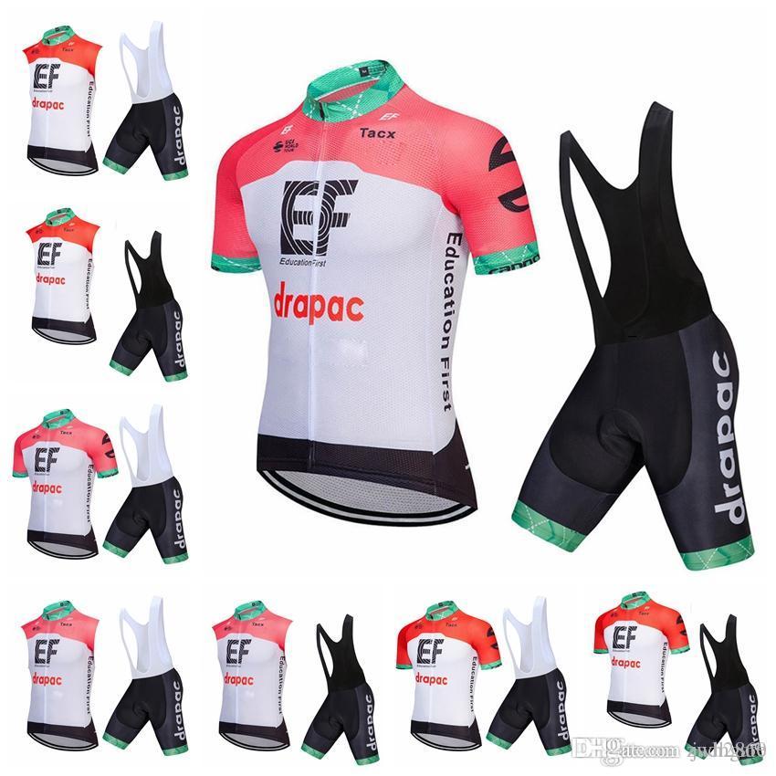 

EF Education First Cycling Short Sleeves jersey (bib) shorts Sleeveless Vest sets Anti UV Bicycle Clothing Top Brand Quality sportwear F0410, Black;red