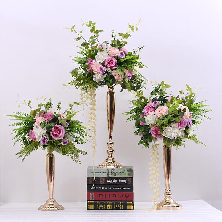 

Wedding road flowers iron vase, artificial flower decoration, props window, welcome decoration, Gold40cm