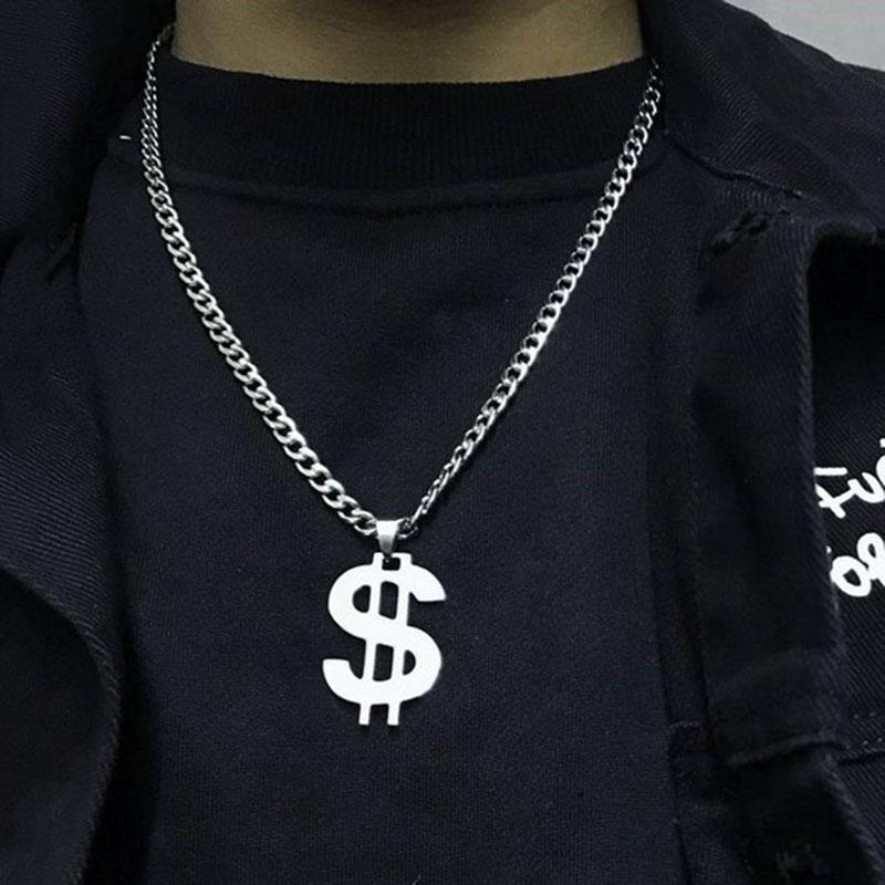 

Punk Hiphop Thick Chain Dollar Symbol Pendant Necklace for Women Ladies Vintage Geometric Clavicle Necklace Jewelry YN1562