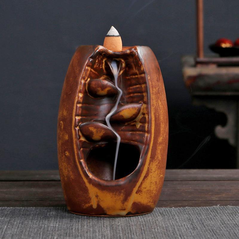 

Ceramic Smoke Waterfall Incense Holder Mini Mountian Road Rive Backflow Incense Burner Blue Brown Censer Quemador De Incienso