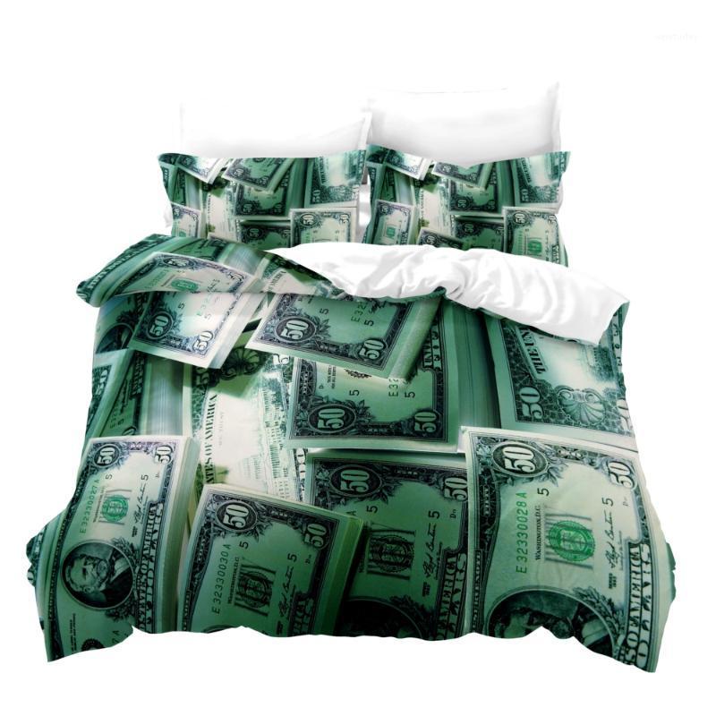 

3D Money Printed Pillowcases Bedding Set Queen King Size Dropshipping King Queen  Full Single Double YB0591