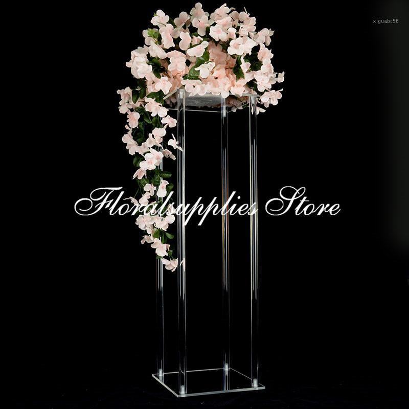 

10PCS 80 cm Tall 25 cm Diameter Clear Flower Stand Acrylic Flower Rack Wedding Centerpiece Table Decoration1