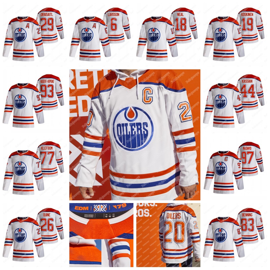 

Wayne Gretzky Edmonton Oilers 2021 Reverse Retro Jersey Leon Draisaitl Connor McDavid Ryan Nugent-Hopkins Zack Kassian Ethan Bear James Neal, Home jersey mens s-xxxl