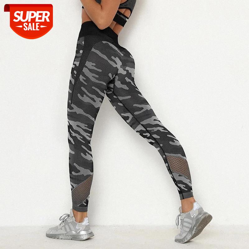 

NORMOV Workout Women Leggings Camouflage Mesh Patchwork High Elastic Waist Ankle Length Leggings Black Casual Push Up Jeggings #0W66, Black;white
