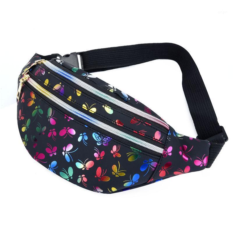 

Print Bow Women Waist Bag Fashion Leather Waist Belt Bag Pack Women Casual Waterproof Chest Pack Zipper Phone Pouch Hipbag1, Black