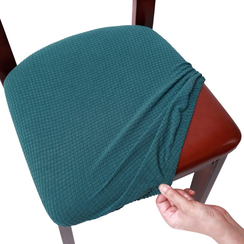 

Easy Install Washable Thicken Chair Seat Cover Protector With Ties Button Dining Room Removable Stretch Solid Cushion Slipcovers