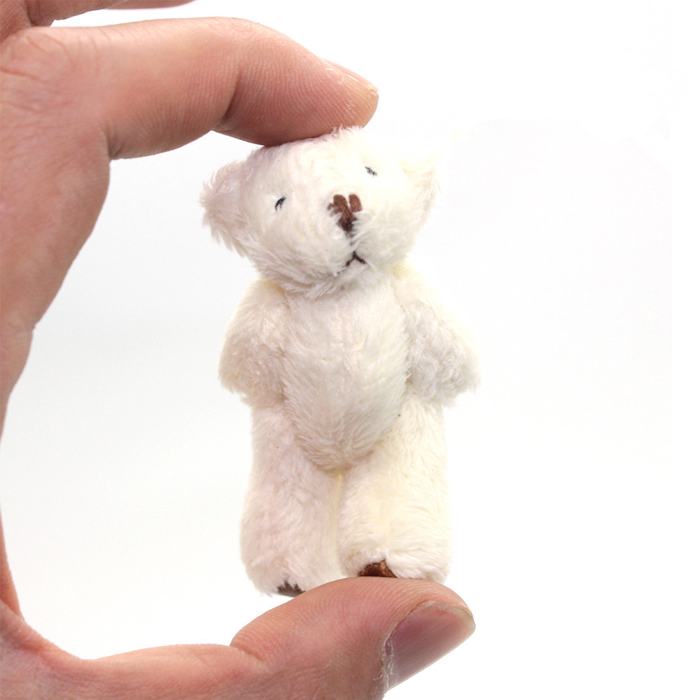 

100pcs 6.0cm jointed mini Teddy Bears plush toys foot with leather Y1216, White