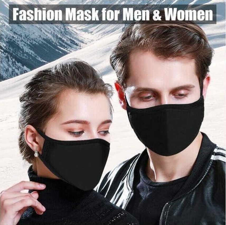 

In Stock!Fashion Cotton Face PM2.5 Masks with Breathing Designer Washable Reusable Cloth Masks Protection Anti Dust Protective Masks FY9043, Black with white lining