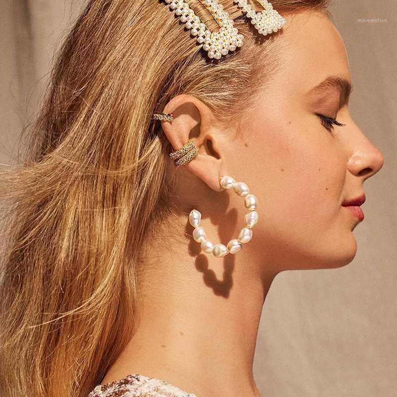 

Trendy Women Natural Freshwater Pearl Earring Boho Big Circle Geometric Statement Dangle Drop Earring Fashion Ear Jewelry 20201
