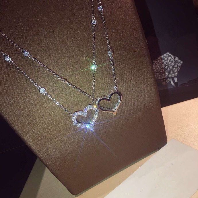 

Hot selling luxury designer 925 Sterling Silver love Diamond Necklace for women wedding engagement gift party lovers jewelry have box