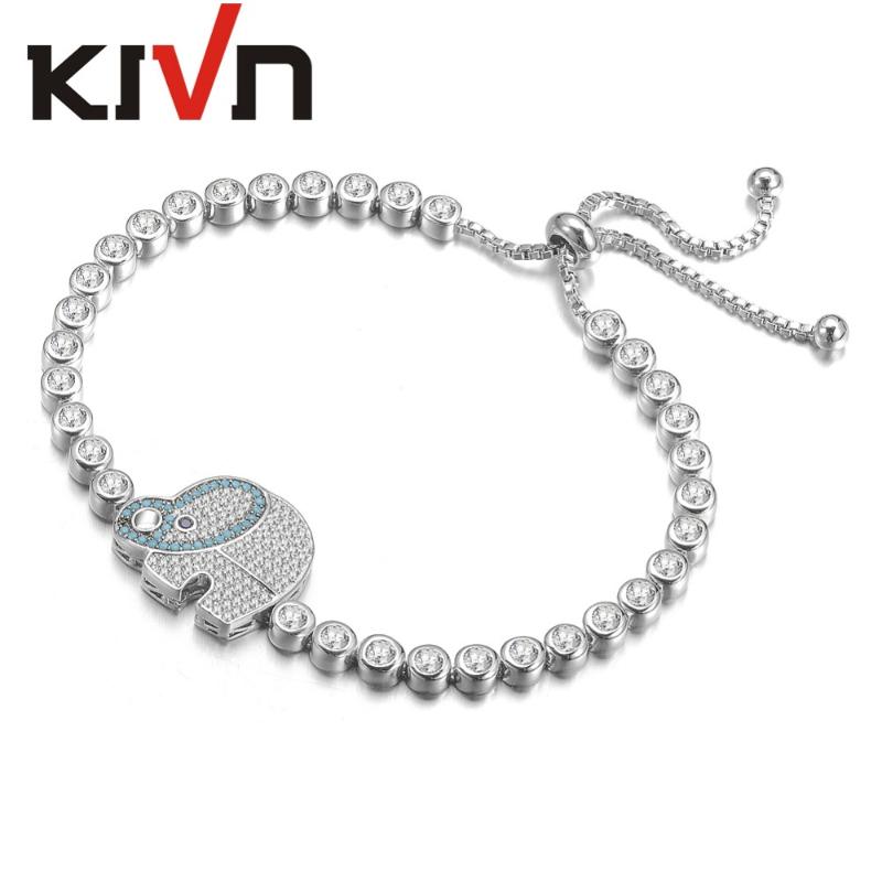 

KIVN Fashion Jewelry Adjustable Bolo Elephant Pave CZ Cubic Zirconia Wedding Bridal Bracelets for Womens Girls Birthday Gifts