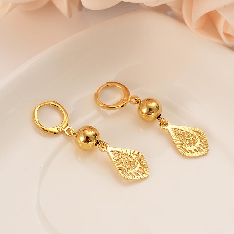 

Gold Color Ball drop Earrings for Women Girls kids Jewelry Bead Round Ethiopian Africa Arabia Middle East Bijoux charms Gift