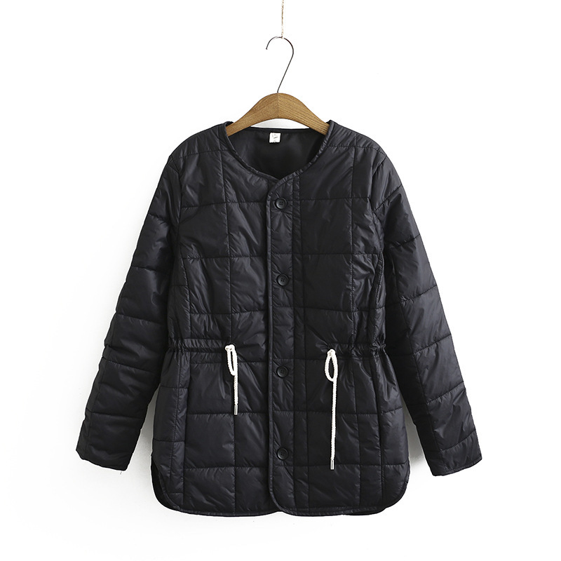 

Female Size Plus Nylon Quilted Winter Coats Long To-line Sleeves Elegant Outerwear 7gom, Black