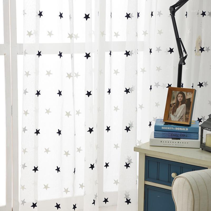 

2020 MYRU Beautiful Star Pattern Curtains Sheer Curtain Finished Window Semi Blackout Curtains for Home Bedroom Windows1