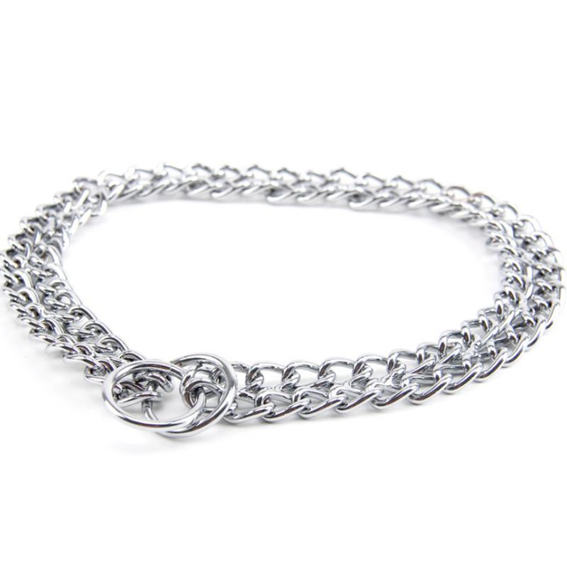 

1 pcs Chrome Stainless Iron Dog Collar S M Size Traction Rope Lead Leash P Chains Adjustable Pet Collar Necklace for Large Dogs