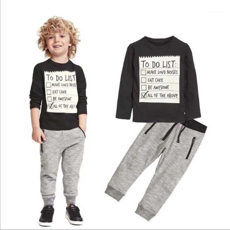

Kids Boys Clothing Sets Toddler Long Sleeve T-Shirt + Pants 2pcs Autumn Spring Children's Sports Suit Boys Clothes Tracksuits 51, Black