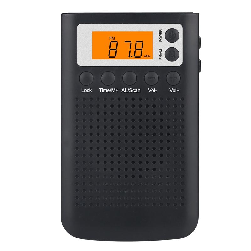 

Mini Radio Portable Stereo Pocket Radio Speaker with Built-in Speaker Headphone Jack AM FM Alarm Clock