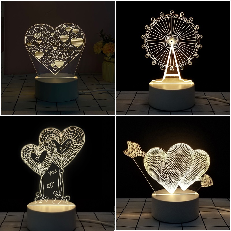 

hot sale Valentines Day Gift 3D Lamp LED Night Light Table Lamp Home Decor Bulb for lover Wife Gift wholesale