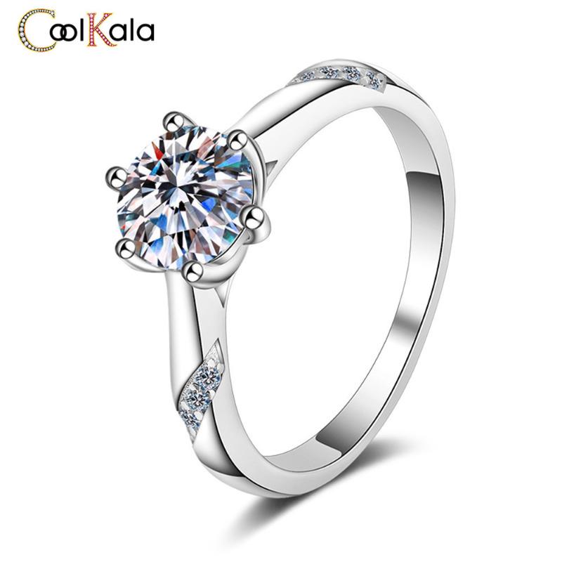 

Wedding Rings Coolkala 1 Carat Selling Six Prong Zircon Simple Fashion Flash Ring