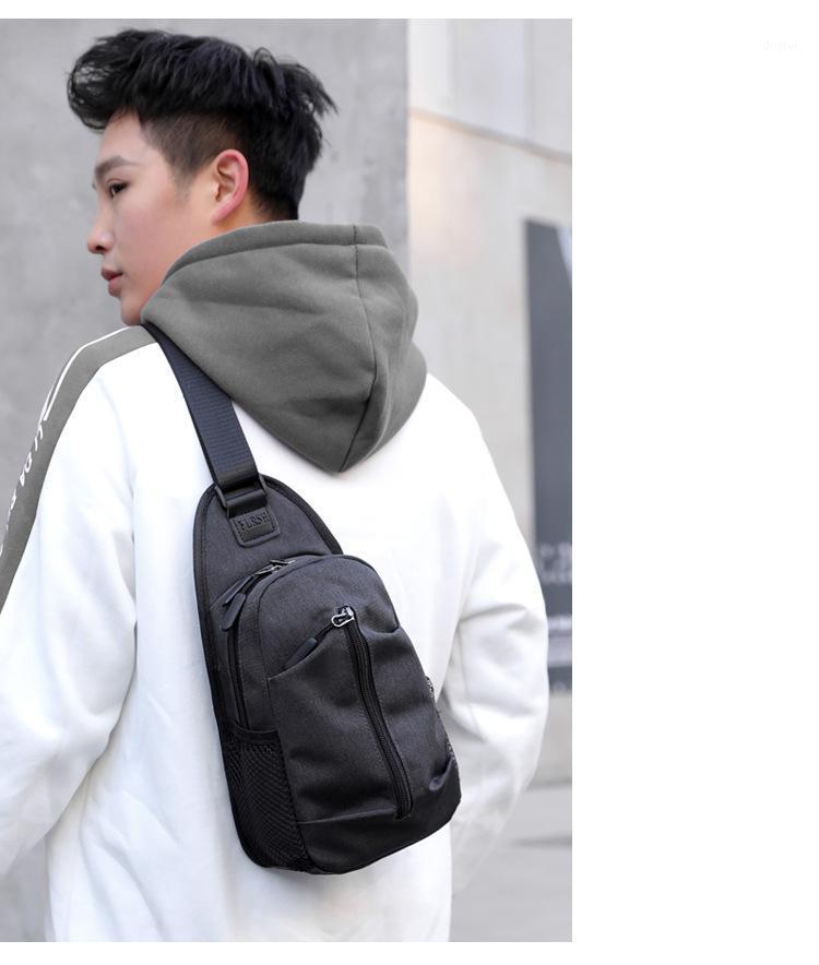 

2020 New Style Fashion Polyester Small Messenger Bag Men's Shoulder Chest Bag Waterproof Travel Backpack1, Black