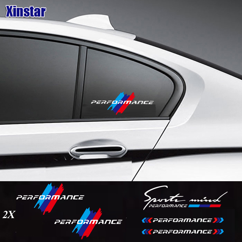 

2pcs M Power Performance Car Windows Sticker For BMW E36 E39 E46 E60 E61 E64 E70 E71 E85 E87 E90 E83 F10 F20 F21 F30 E80 M3 M5, Customize