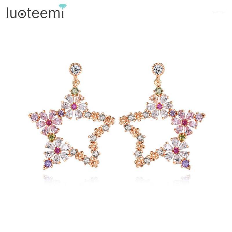 

LUOTEEMI Romantic Star Stud Earrings for Women Wedding Engagement Fashion Jewelry Party Brincos Bijoux Femme Christmas Gift1