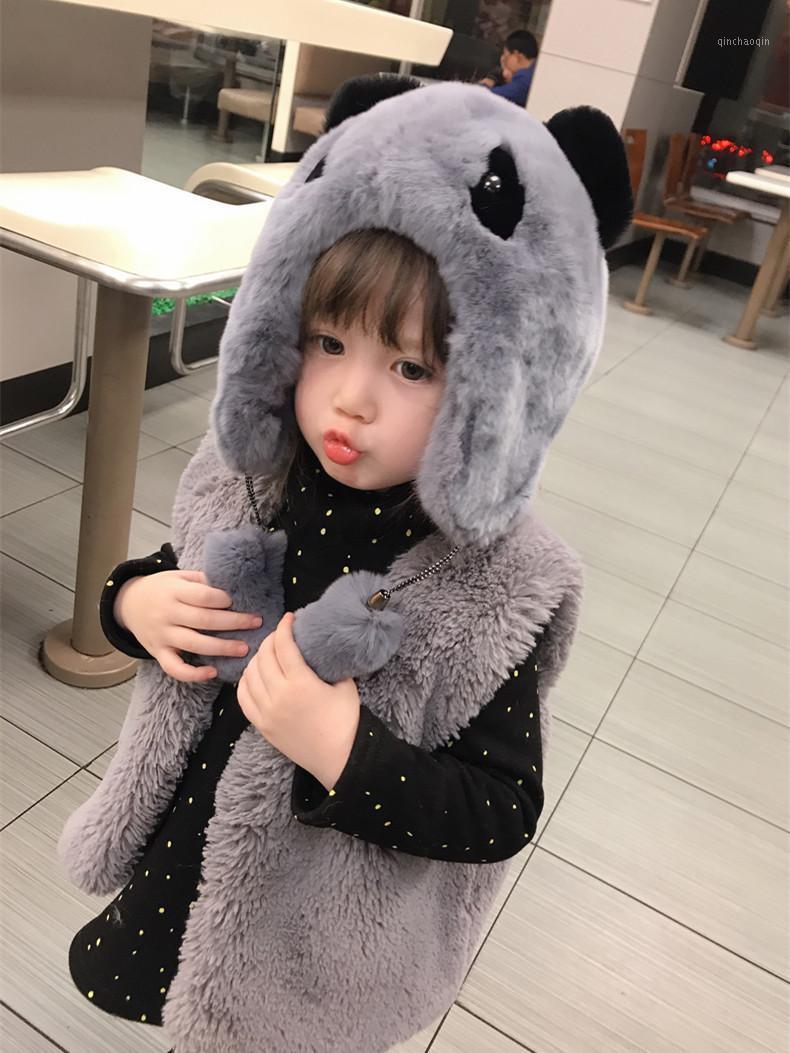 

Cute Bear Baby Girls Beanie with Real Rex Fur Hat Earflaps White Gray Pink Panda Warm Child Caps1