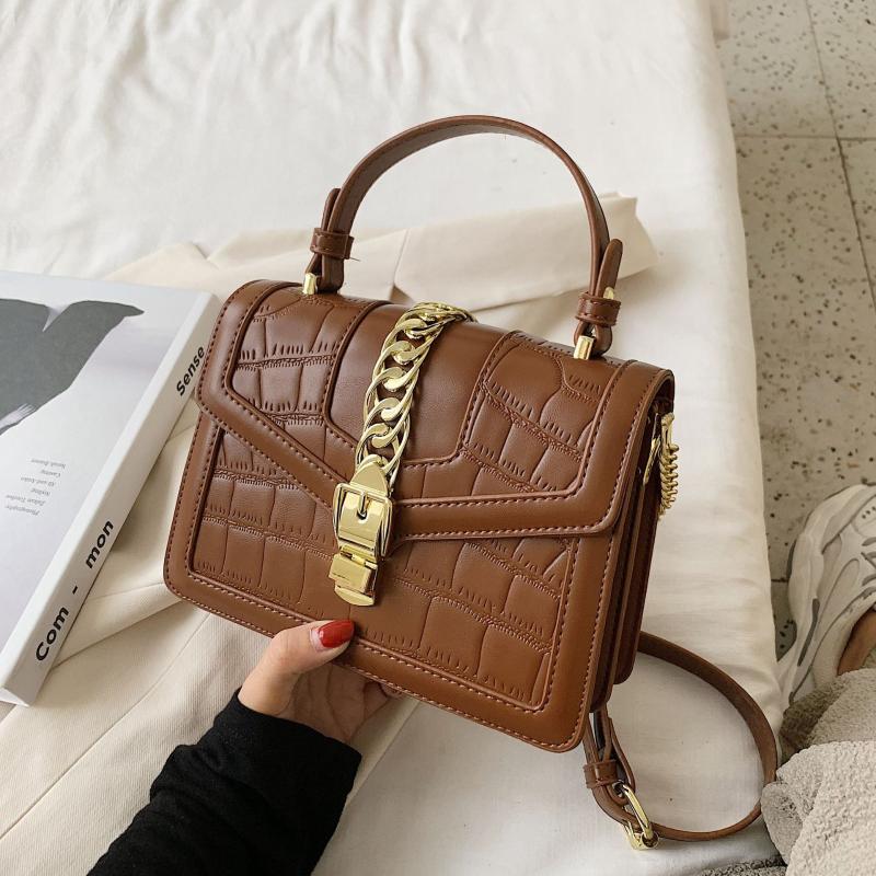 

New style texture bag trend temperament versatile crocodile pattern trend foreign style chain shoulder strap single shoulder bag, Black