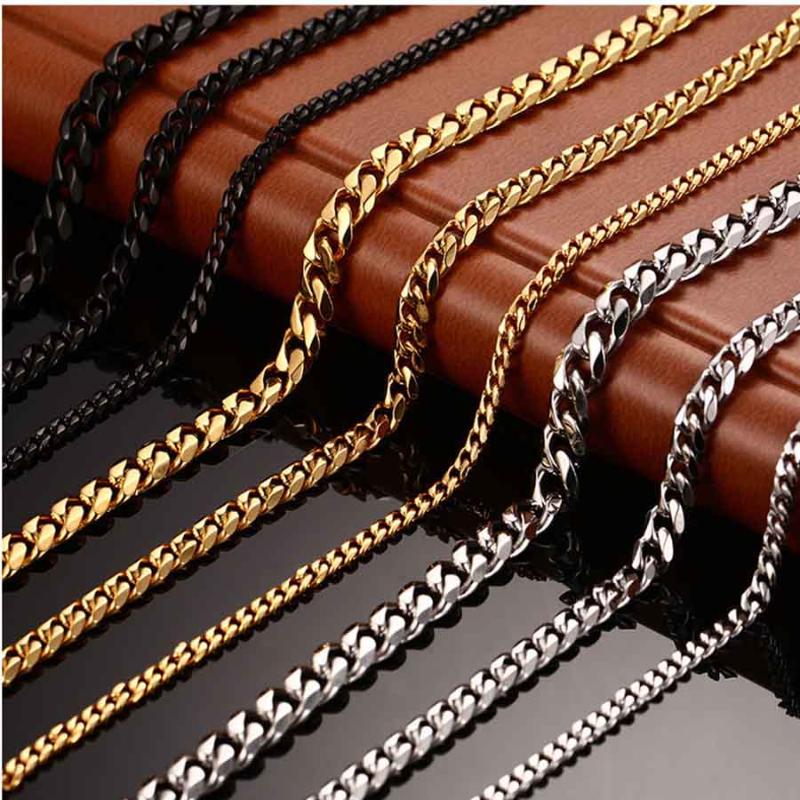 

Vintage Long Gold Chain For Men Chain Necklace New Trendy Gold Color Stainless Steel Thick Bohemian Jewelry Colar Male Necklaces