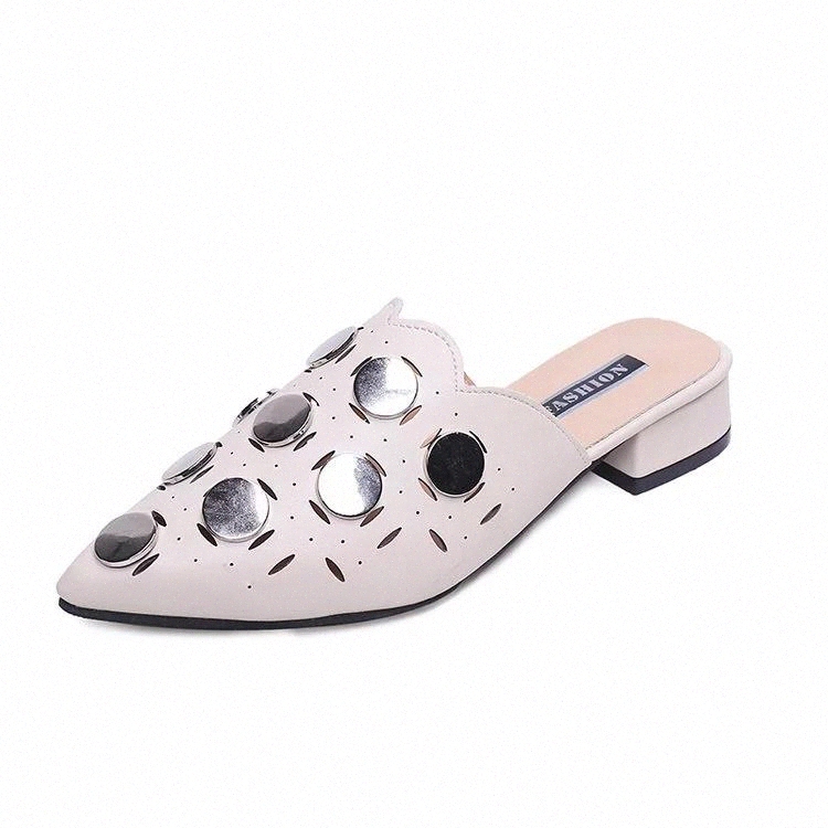 

Baotou half slippers female 2019 new fashion wear spring and summer flat pointed shoes single shoes Europe #JP0y