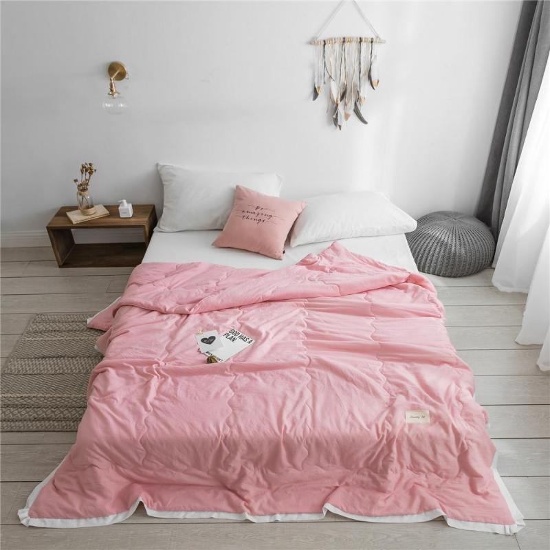 

Comforters & Sets Simple Style Pure Color Summer Quilt Bedspread Blanket Pink Comforter Soft Bed Cover Twin Full Queen Quilting Solid Bedclo, Style3