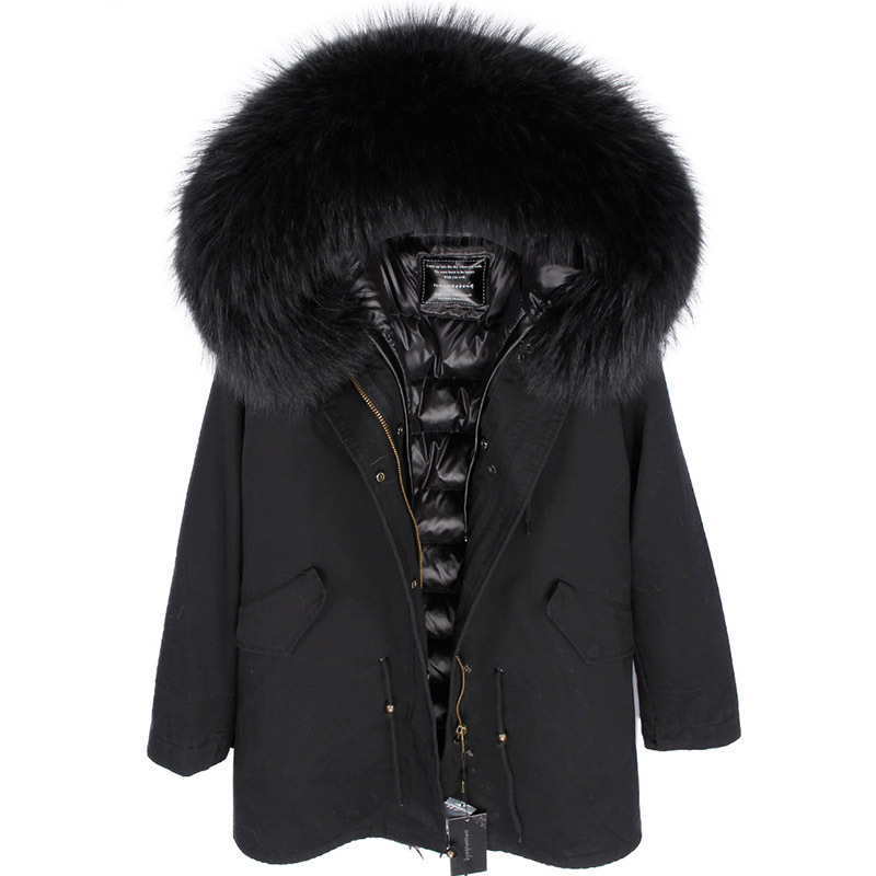 

2021 New Winter Detachable Lining Great Fur Collar Down Female Long Section UELE, Ivory