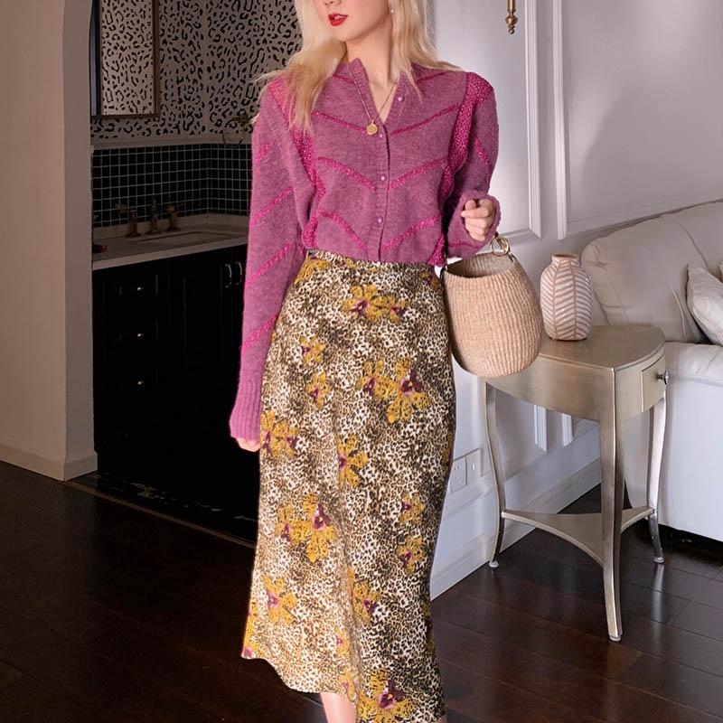 

2020 Spring and Summer New Mohair Puff Sleeves Loose Version Knitted Cardigan, Black