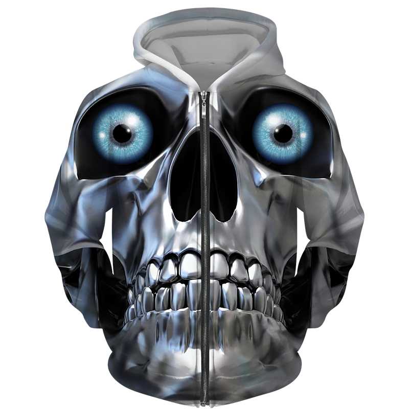 

Men's Hoodies & Sweatshirts Gothic Skull 3D Printed Black Zipper Hoodie/Sweatshirt Cool Men/Women Graphic Pullover Unisex Personality Street