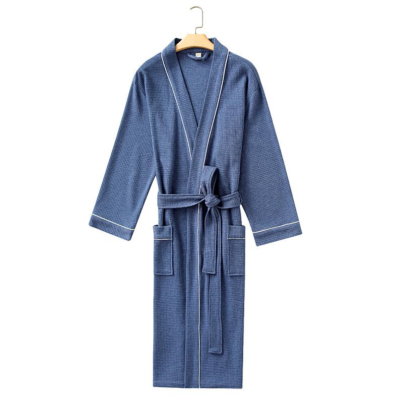 

Kimono Gown Men Nightgown Home Clothes Waffle Bathrobe Couple Sleepwear Soft Intimate Lingerie Casual Nightwear Homewear, White