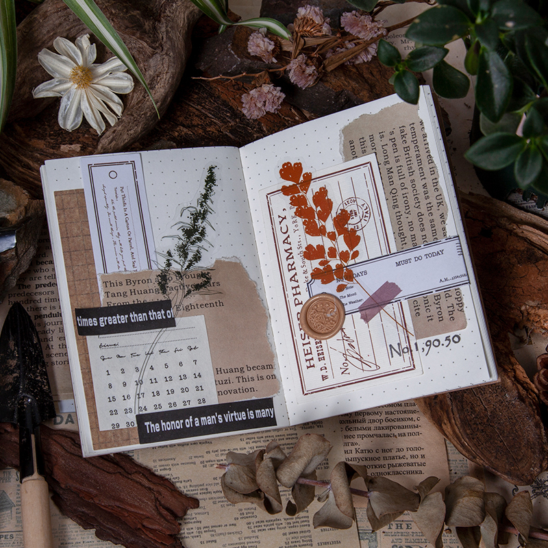 

30pcs plant transparent stickers decoration and retro stickers for diaries and planners stationery paper for scrapbooking