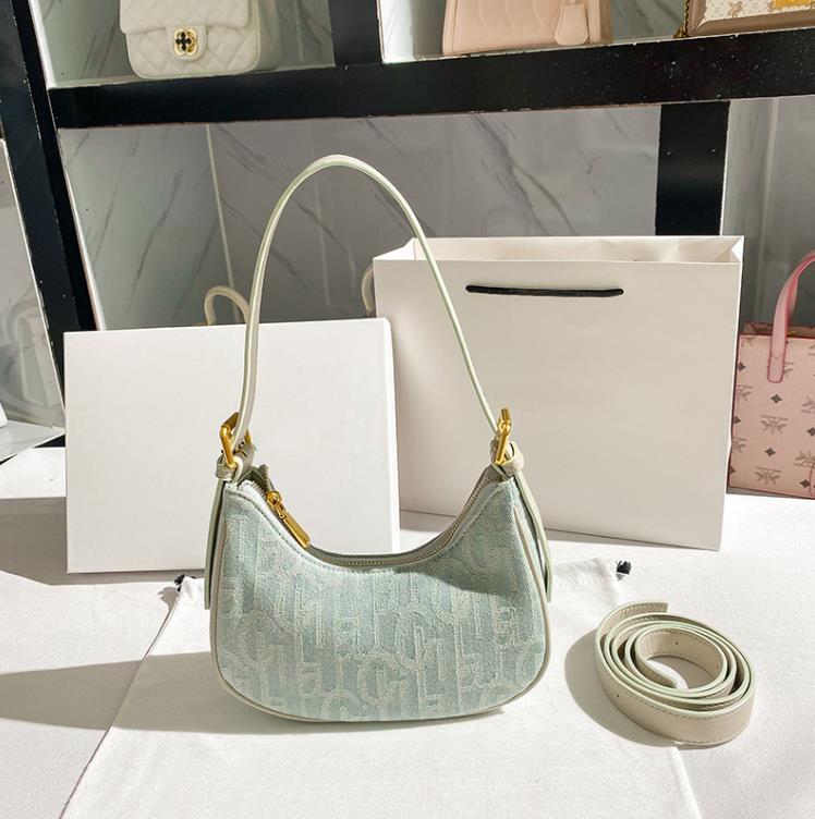 

Denim Women's Bags Shoulder Trendy Handbag Niche Underarm Bag, As pic