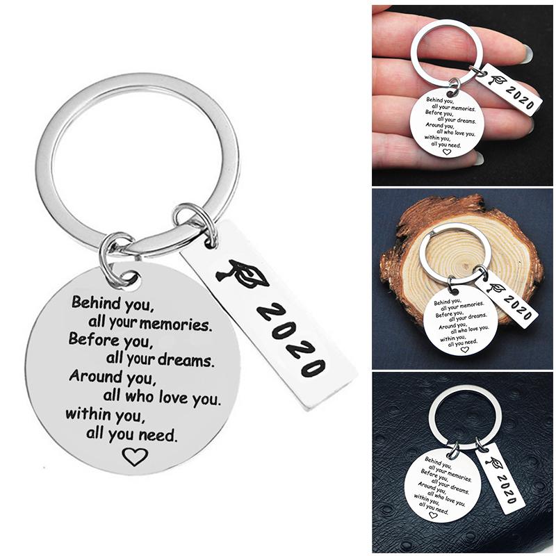 

2020 Keychain Stainless Steel Inspirational Positive Energy Graduation Gift Keychain d88