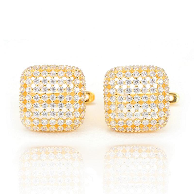 

Minimalist Costly Hollow Square Micro Pave CZ Zircon Circle Hoop Earrings for Women Gold Color Elegant Fashion Earring