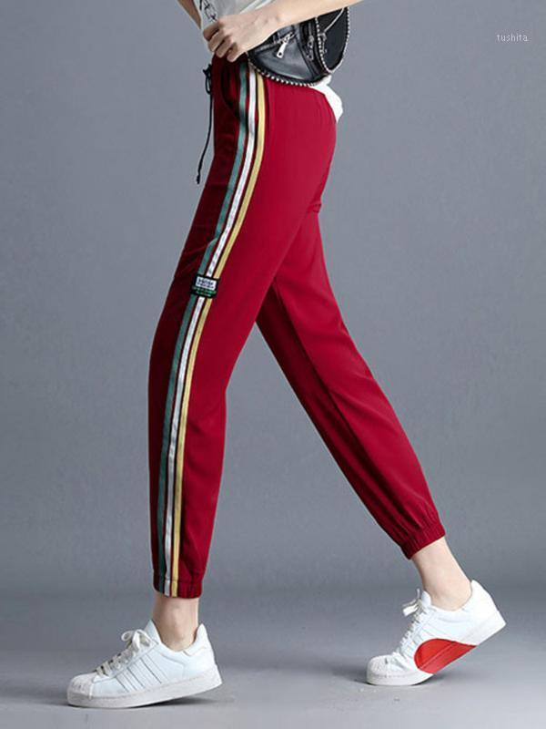 

Striped Sweatpants Women Polyester Joggers Women Black High Waist Casual WomensJoggers SweatpantsPlus Size SportPants1
