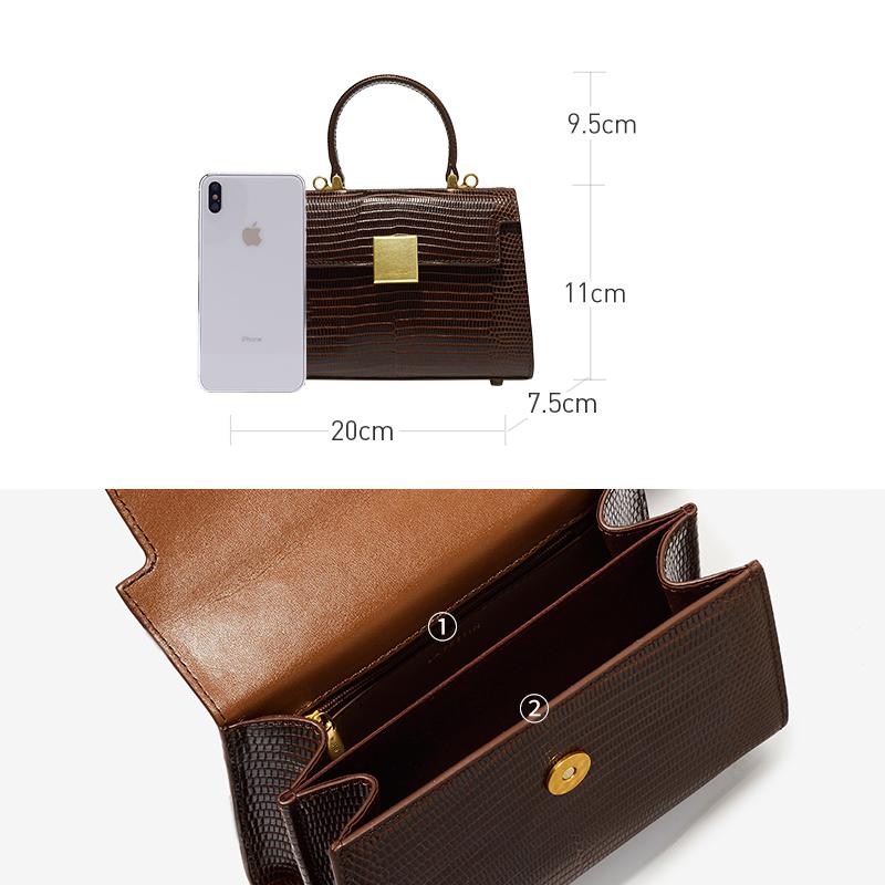 

Handbag 2021 new trendy retro leather hand carry bag female wild single shoulder messenger female bag, Brown