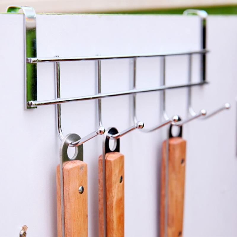 

25# Stainless Steel 5 Hooks Clothes Door Bathroom Hanger hanging Loop Organizer Clothes Robe Hook Multi-function hook up
