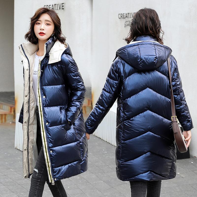 

2020 New Women Parkas Autumn Winter padded Plaid patchwork warm casual long jacket coat size -2XL, Green