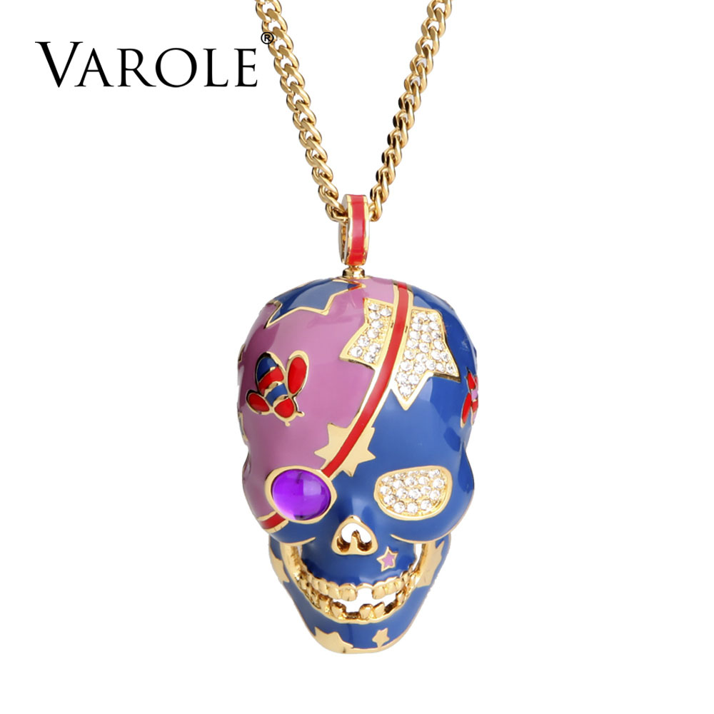 

VAROLE Collares Necklace Women Enamel Skeleton Necklaces & Pendants for Woman Vintage Choker Statement Necklace Collier Femme