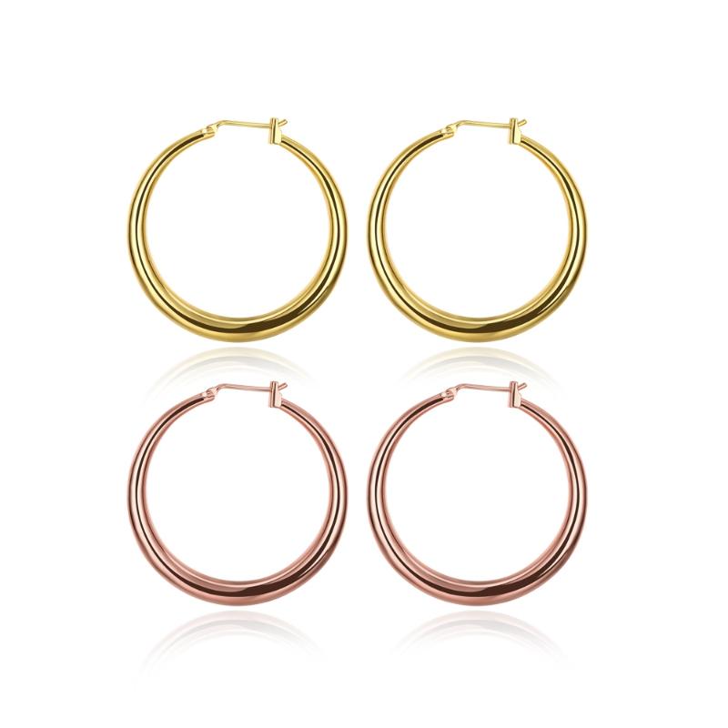 

2020 New Arrival Gold & Rose Gold Color Round Hoop Earrings Woman Fashion Party Jewelry Birthday Gift Drop Shipping